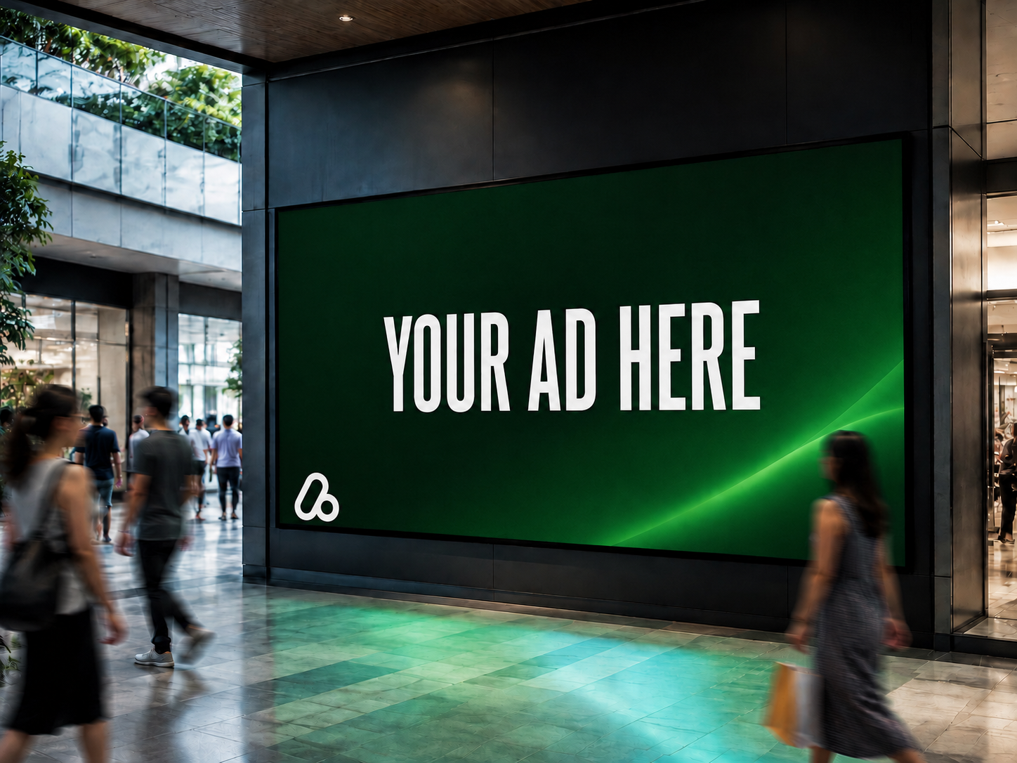 AdTRUE Global advertising on a lobby digital screen