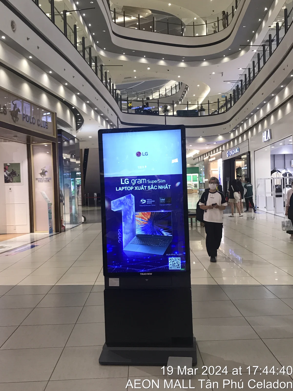 Portrait digital advertising display at AEON Mall Tân Phú