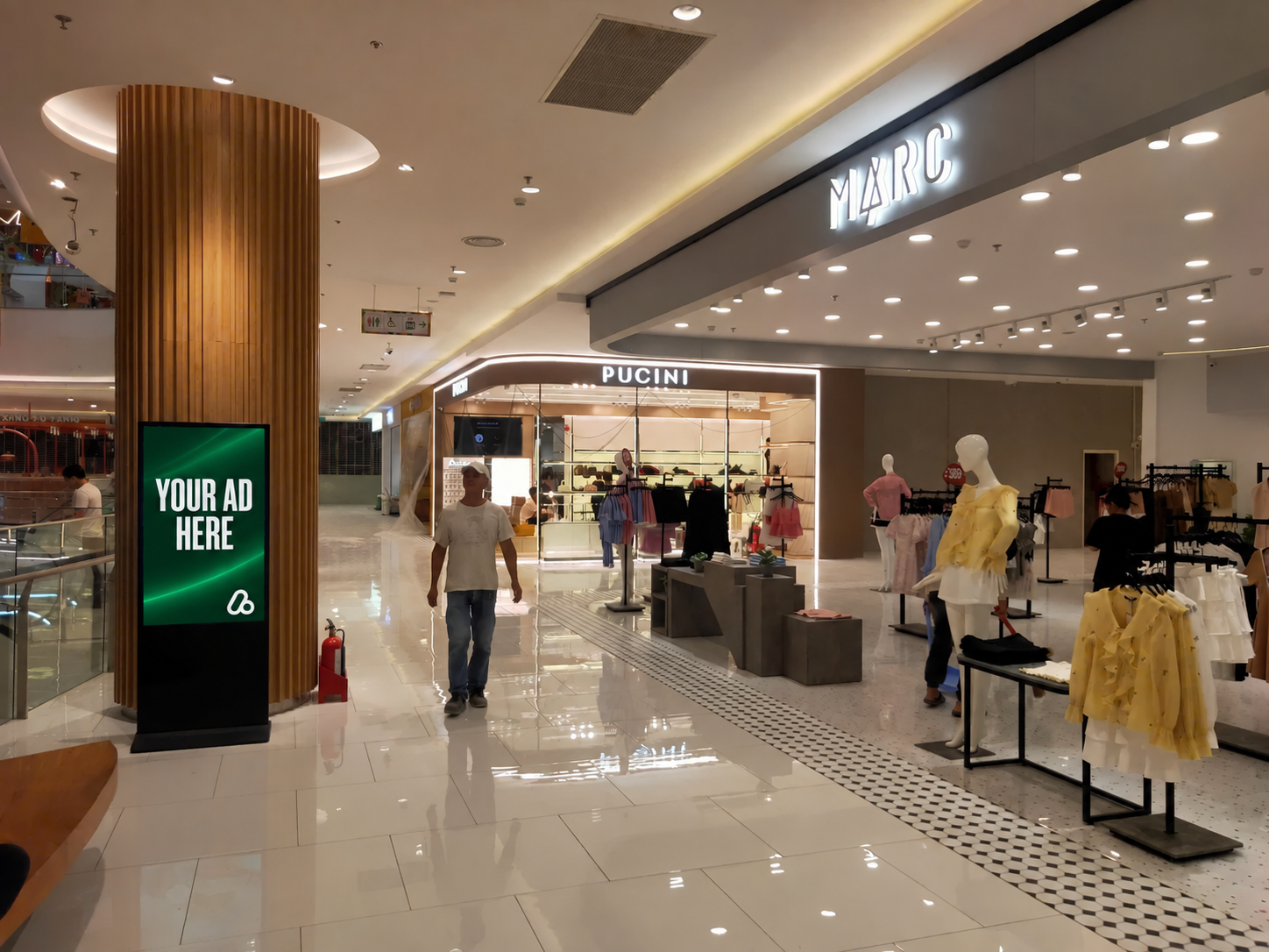 Digital advertising display showing AdTRUE Global branding at Parc Mall